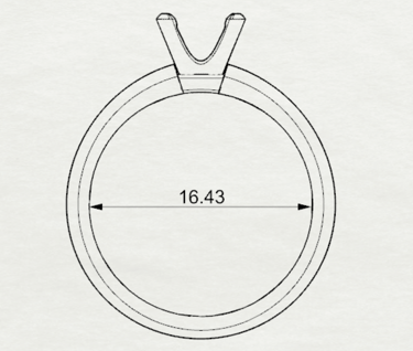 Vista Frontal Dibujo Sketch Anillo de Compromiso Solitario