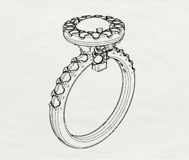 Vista Isometrica Sketch Anillo de Compromiso Halo 