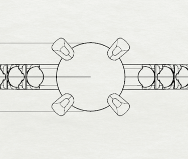Vista Superior Sketch Dibujado Anillo de Compromiso con Diamantes Laterales