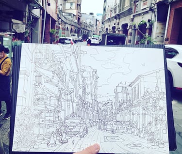 Urban sketch by artist evgeny bondarenko