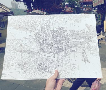 Urban sketch by artist evgeny bondarenko