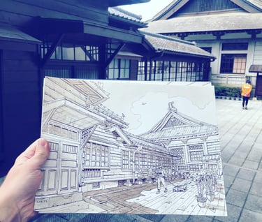 Urban sketch by artist evgeny bondarenko