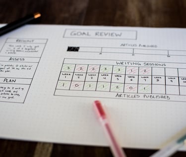 Goal review of a weekly planner