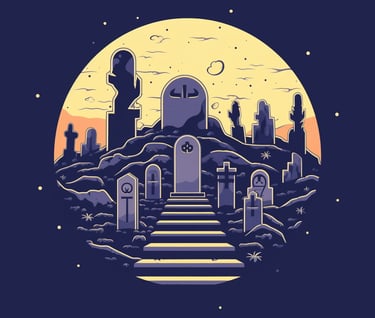 a graveyard scene with a cemetery cemetery and graveyard