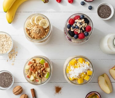 a variety of oats in jars