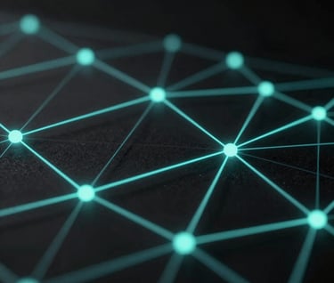 Abstract geometric shapes suggesting digital connectivity and retail networks. A blend of near-black (#111111) surfaces and electric teal (#0E7C7B) light trails. The style is sophisticated, content-forward, and resembles a high-end publication's cover art.