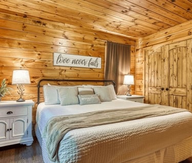 Gatlinburg hand-hewn log cabin bedroom suite