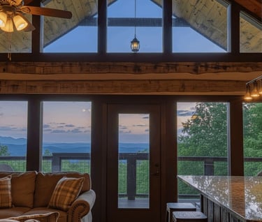 hand-hewn log cabin mountain view, gatlinburg