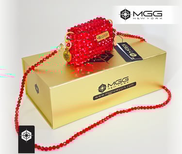 Bolso de lujo rojo coral Mini Sirius hecho a mano con cuentas de cristal - MGG New York