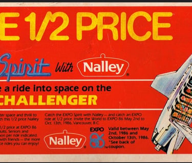 Expo 86 coupon from Nalley for the Challenger ride