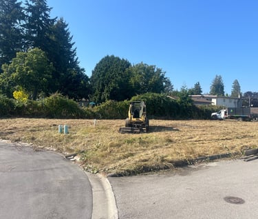 A machine in the middle of a field it cleared.