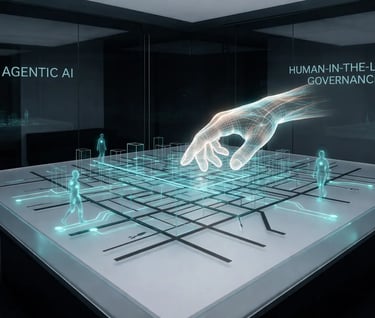 Gobernanza de inteligencia artificial agéntica con supervisión humana.