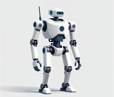 Minimalist character concept sketch of a mechanical robotic explorer, clean industrial design, professional line work, using brand colors #3F516B and #1A202C on a light grey background.