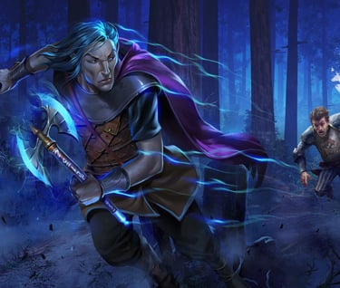 a chase scene in the woods