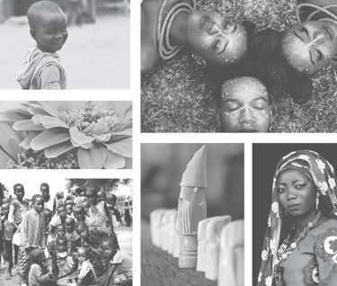 a collage of black and white photos of people in africa