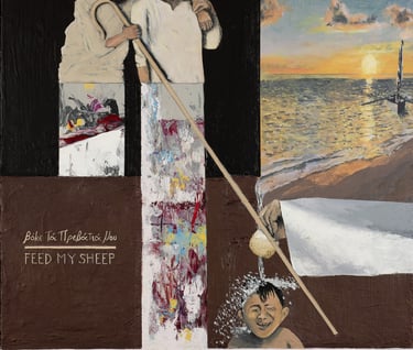 Bible verse wall art around feed my sheep