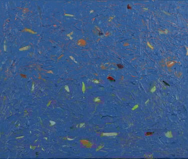 an intuitive painting with blue, abstract painting