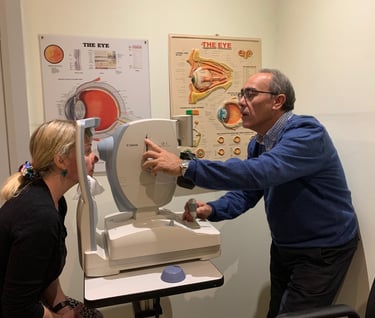 george amaro examing eyesight