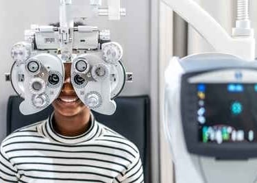 teenage girl eye testing