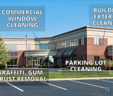commercial pressure cleaning services. office building exterior cleaning , parking pressure cleaning