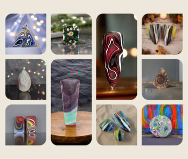 a collage of different types of our hand cut cabochons