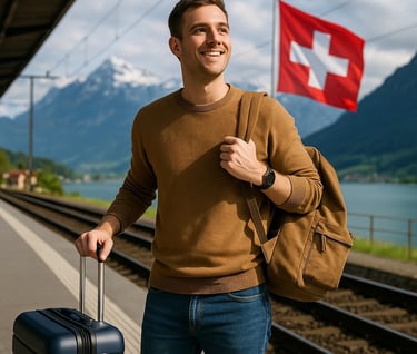 Junger Mann kommt neu in der Schweiz an