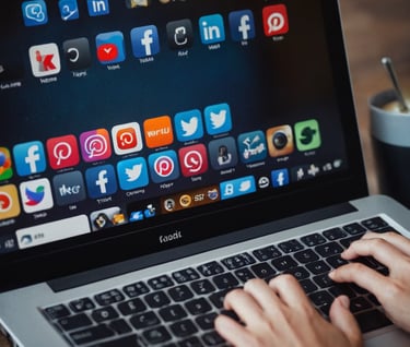 laptop with social media managing on it in shrewsbury, shropshire