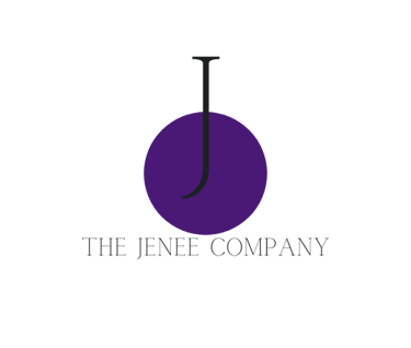 Purple circle, the letter J over it. The Jenee Company