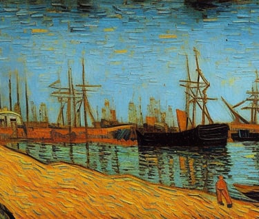 Lex Lata Consulting and Law a painting of a painting of a man walking on a dock