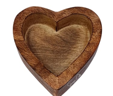 Handcrafted heart shape wooden candle dough bowl by Saharanpur Crafts.