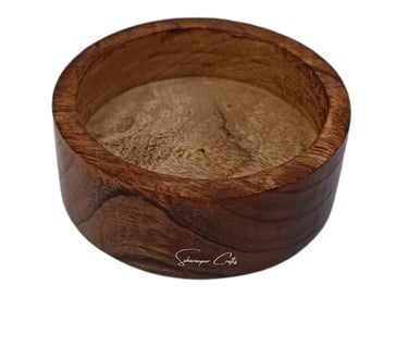 Handcrafted round wooden candle dough bowl by Saharanpur Crafts for home déco