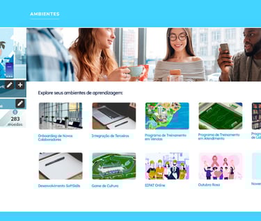 a website page with a picture of a man and woman