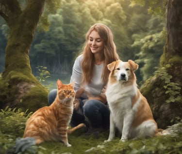 a woman sitting on a tree stump in the woods