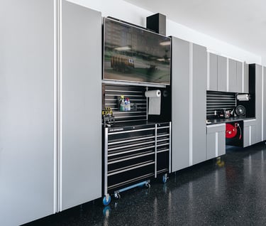 a garage with a lot of tools and tools