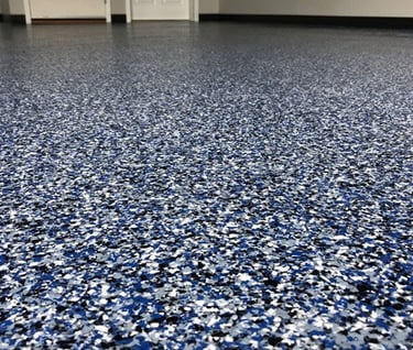 Epoxy Flake Floor in Blue