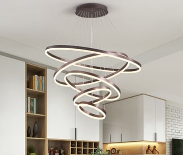 MNK-A6006 ultra slim five rings modern coffee color pendant light for lobby
