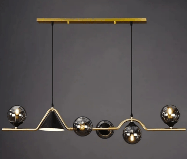 MNK-PD049 smoky glass balls combinated high quality meals chandeliers