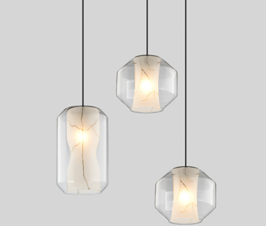 MNK-SF1051 glass stone pattern inner 1.8M black wire led pendant light