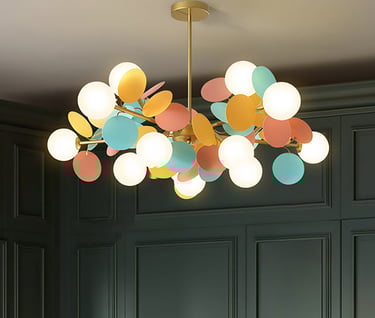 MNK-PDN01-8/10/12/15/18 Macron colored glass ceiling chandelier