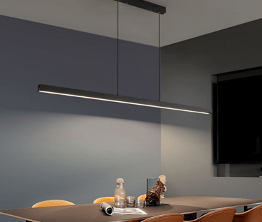 MNK-014 Black rectangle simple slim 1 meter led pendant light