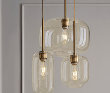 MNK-PD056 E27 lamp base amber glass dining bar decorative chandelier