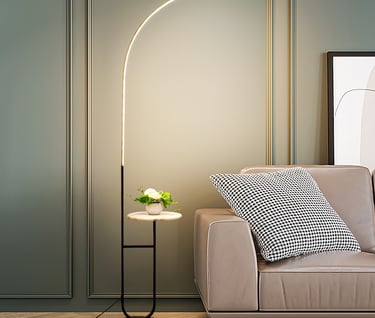 MNK-0060 led floor lamp with table side by sofa decorative lighting mood lighting