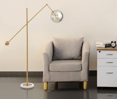 MNK-FL153 Bodenbeleuchtung postmoderne 1-Licht-Metall-Stand-up-Lampe mit kugelförmiger Glasschatten