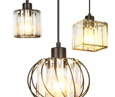 MNK-PD62 Luxury Long Cable Chandelier Dining Room Ceiling Lamp with Glass Stripes