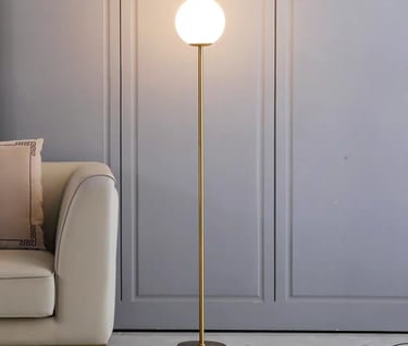 MNK-FL169 Floor Lamp E27 IP20 Brass Opal White Glass