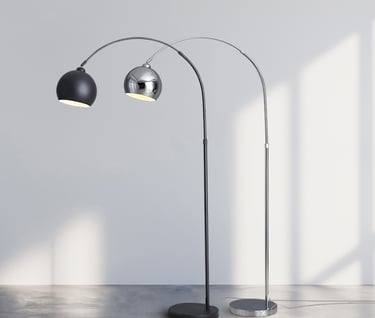 0350 Moderne Bogenleuchte, E27 Fassung, Nickel matt