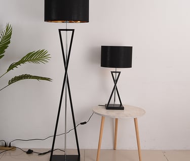 0250 Cross lamp base linen lampshade floor lamp