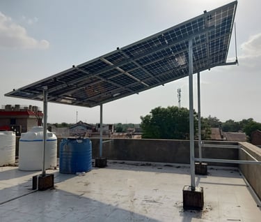 "Sunshine-powered rooftops: Solar panels on a residential rooftop, harnessing clean renewable energy