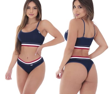 biquine Conjunto Top azul marinho