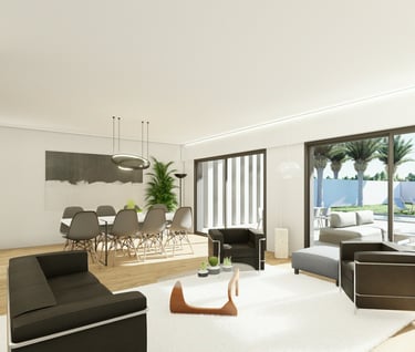 a living room with a couch and a table